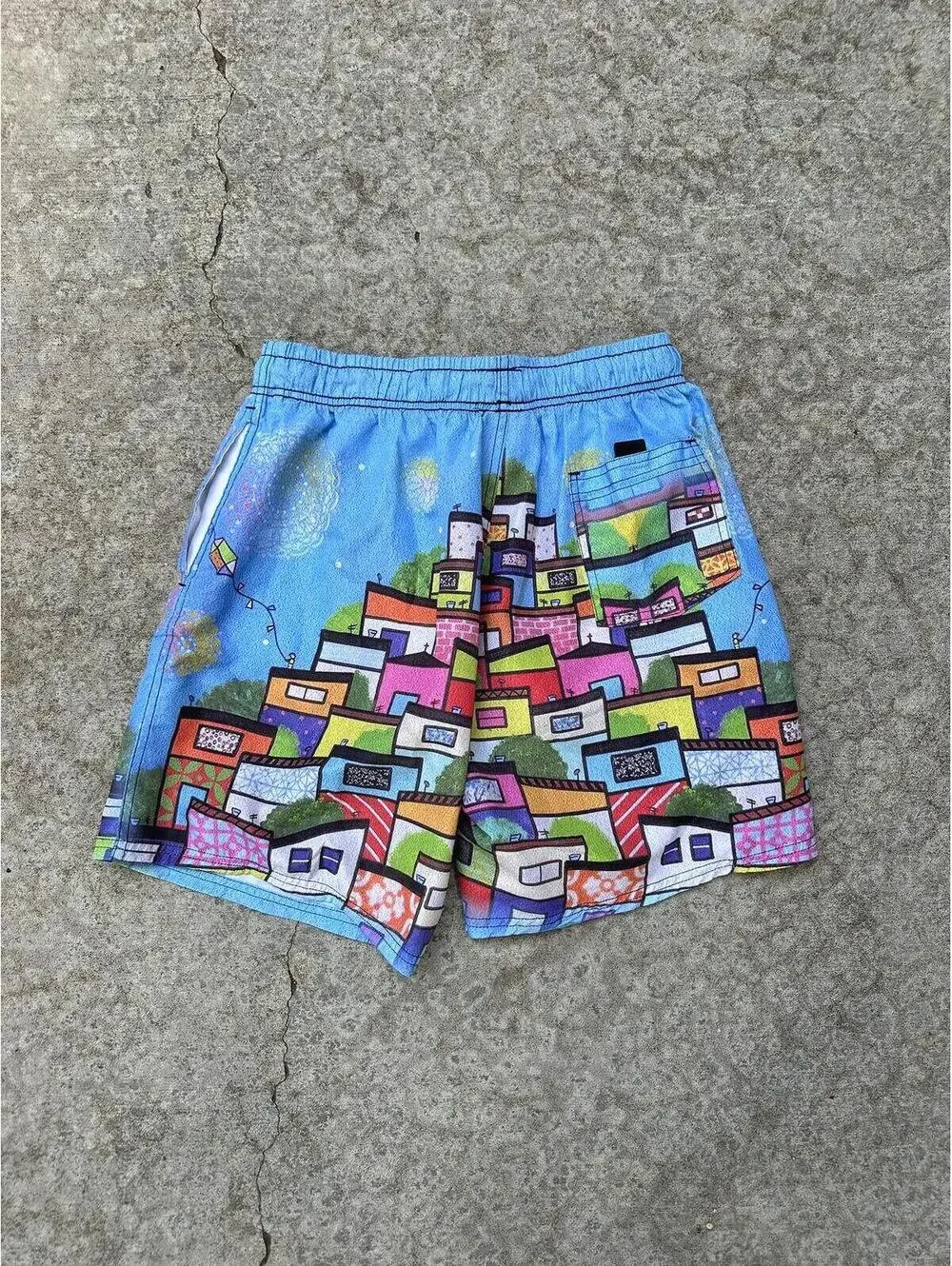 Blue Thunder Rio de Janeiro Swim Trunks Mens M Brazil Beach Board Shorts Print